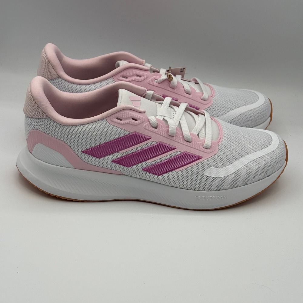 Adidas Runfalcon 5 J Shoes Kids Size 7 White Pink Running JP9396